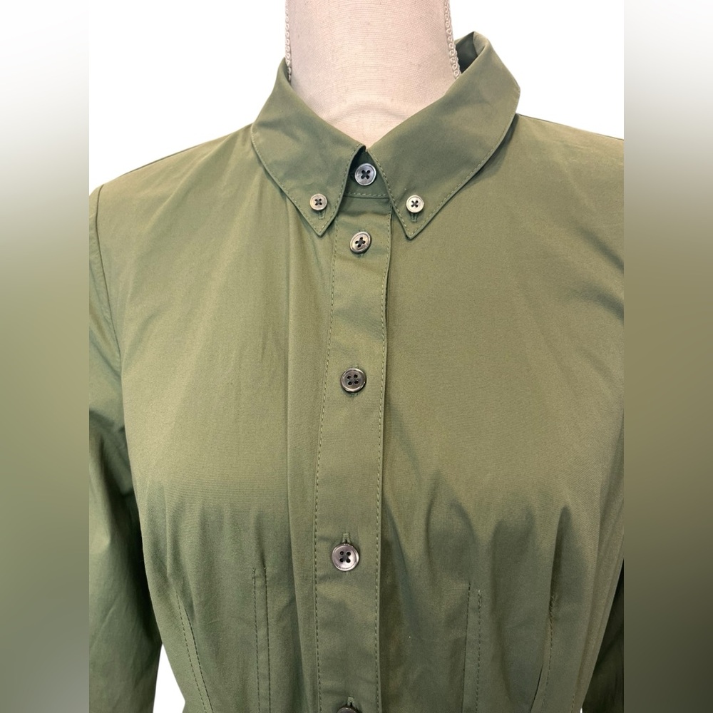 Veronica Beard Delbie Shirt Dress Green Tiered Mini NWT Size 8 - Picture 4 of 10